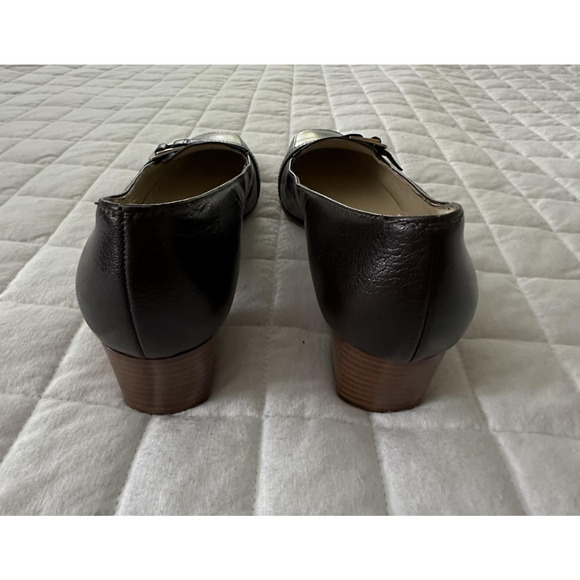 BRUNO MAGLI Pump Womens 37 US 6.5 Black Leather Square Toe Buckle Block Heel - Picture 13 of 15